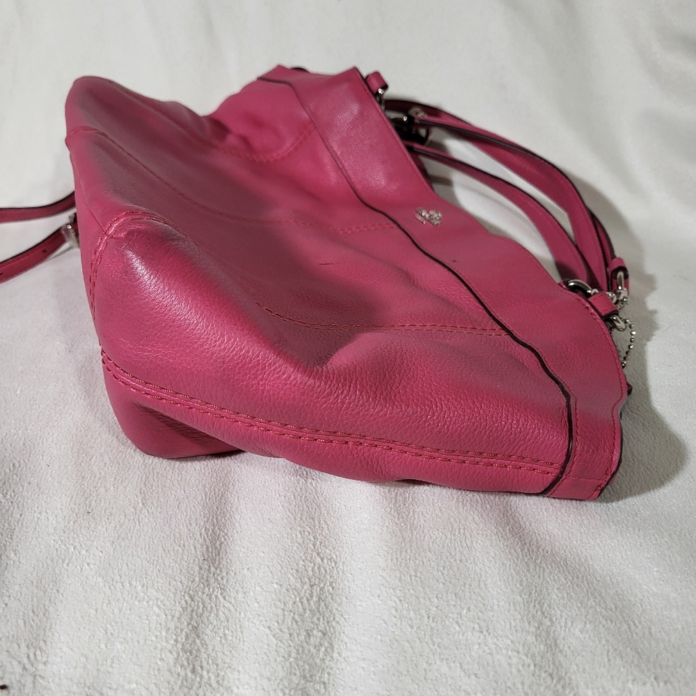 COACH Lexy Rouge Pink Pebbled Leather Shoulder Bag - Picture 4 of 14